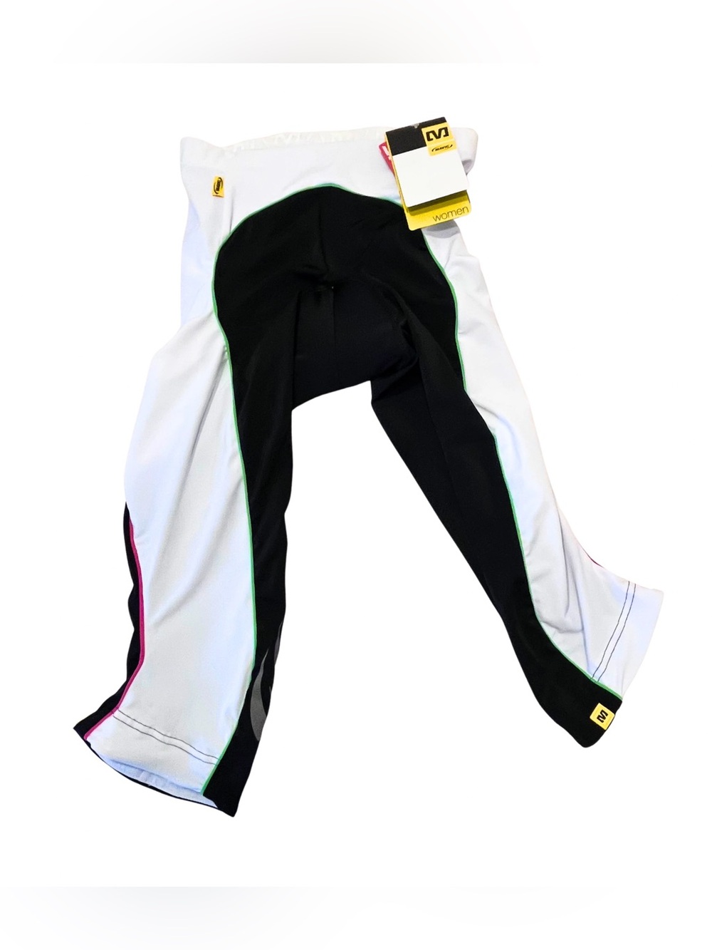 NWT Women's Padded Cycle Capri Shorts in Black & White with Contrast Trim Size S
